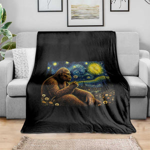 Bigfoot Blowing Dandelion Starry Night Throw Blanket Cryptid Mythical Creature National Park Monster Gift TS14 Print Your Wear