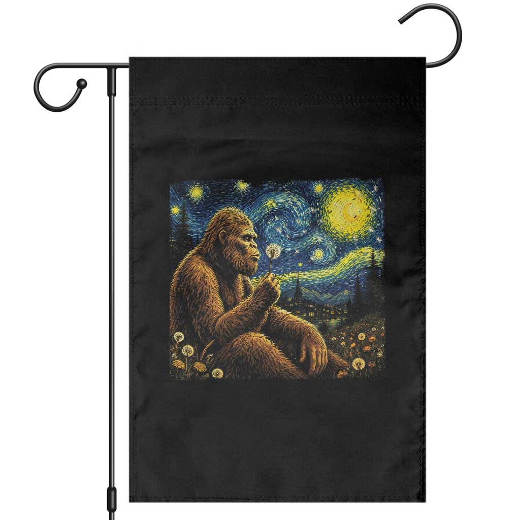 Bigfoot Blowing Dandelion Starry Night Garden Flag Cryptid Mythical Creature National Park Monster Gift TS14 Black Print Your Wear