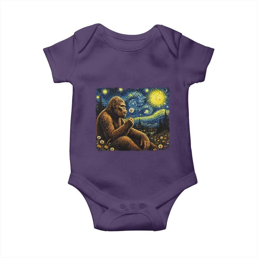 Bigfoot Blowing Dandelion Starry Night Baby Onesie Cryptid Mythical Creature National Park Monster Gift TS14 Purple Print Your Wear