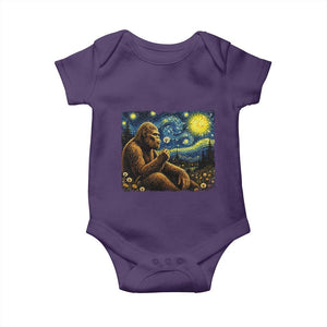 Bigfoot Blowing Dandelion Starry Night Baby Onesie Cryptid Mythical Creature National Park Monster Gift TS14 Purple Print Your Wear