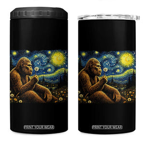 Bigfoot Blowing Dandelion Starry Night 4 in 1 Can Cooler Tumbler Cryptid Mythical Creature National Park Monster Gift TS14 One Size: 16 oz Black Print Your Wear