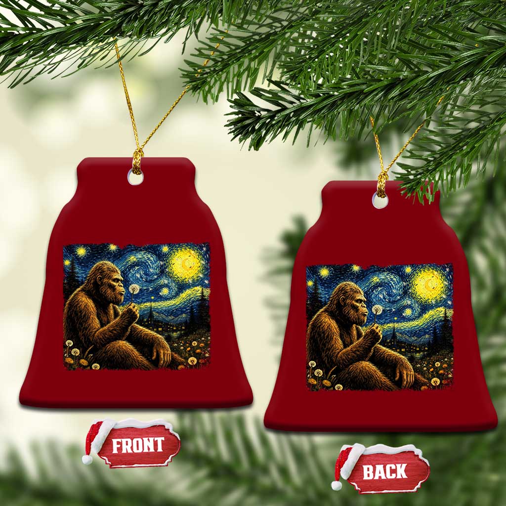 Bigfoot Blowing Dandelion Starry Night Ceramic Ornament Cryptid Mythical Creature National Park Monster Gift TS14 Print Your Wear