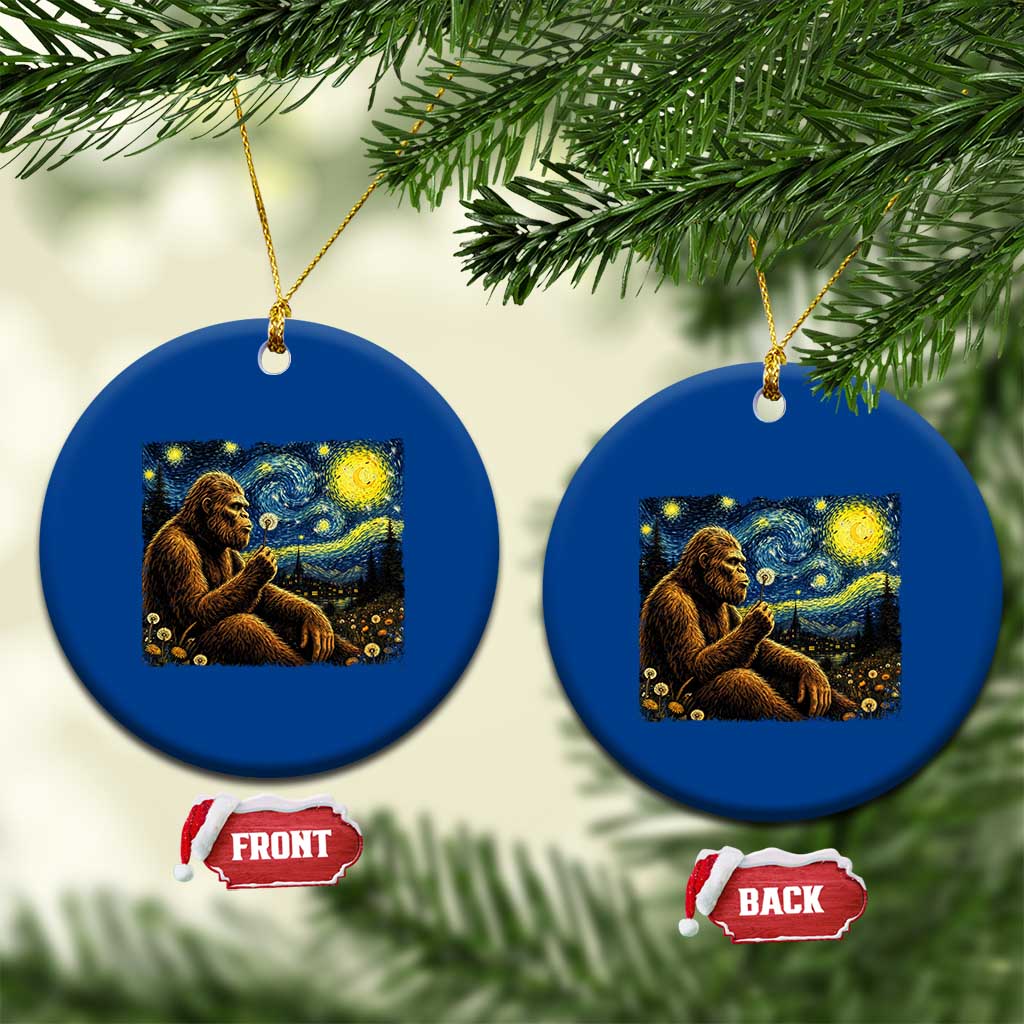 Bigfoot Blowing Dandelion Starry Night Ceramic Ornament Cryptid Mythical Creature National Park Monster Gift TS14 1pc Blue Print Your Wear