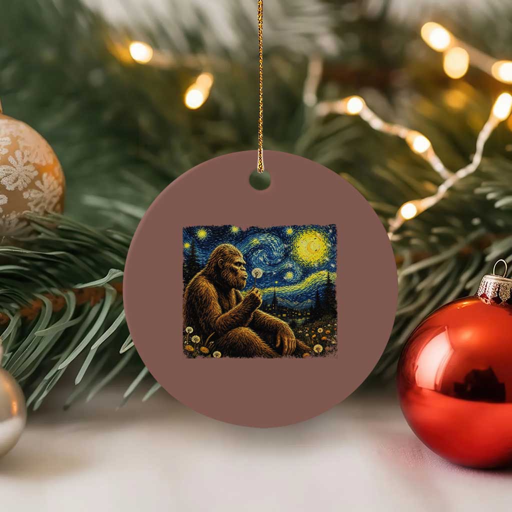 Bigfoot Blowing Dandelion Starry Night Ceramic Ornament Cryptid Mythical Creature National Park Monster Gift TS14 1pc Mocha Print Your Wear