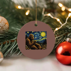 Bigfoot Blowing Dandelion Starry Night Ceramic Ornament Cryptid Mythical Creature National Park Monster Gift TS14 1pc Mocha Print Your Wear