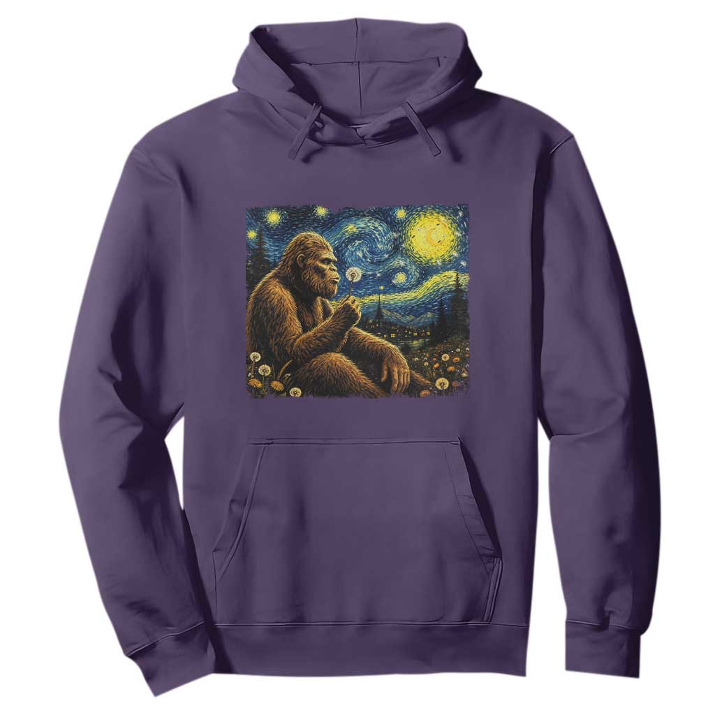 Bigfoot Blowing Dandelion Starry Night Hoodie Cryptid Mythical Creature National Park Monster Gift TS14 Purple Print Your Wear