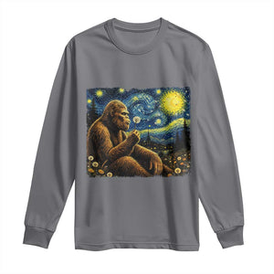 Bigfoot Blowing Dandelion Starry Night Long Sleeve Shirt Cryptid Mythical Creature National Park Monster Gift TS14 Charcoal Print Your Wear
