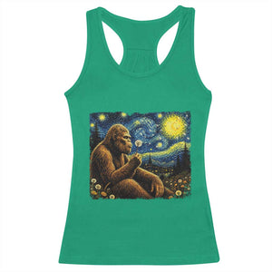 Bigfoot Blowing Dandelion Starry Night Racerback Tank Top Cryptid Mythical Creature National Park Monster Gift TS14 Irish Green Print Your Wear