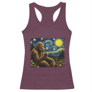 Bigfoot Blowing Dandelion Starry Night Racerback Tank Top Cryptid Mythical Creature National Park Monster Gift TS14 Maroon Print Your Wear