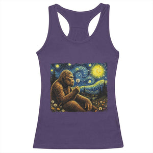 Bigfoot Blowing Dandelion Starry Night Racerback Tank Top Cryptid Mythical Creature National Park Monster Gift TS14 Purple Print Your Wear