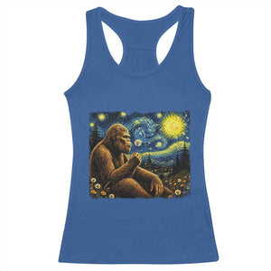 Bigfoot Blowing Dandelion Starry Night Racerback Tank Top Cryptid Mythical Creature National Park Monster Gift TS14 Royal Blue Print Your Wear
