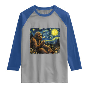 Bigfoot Blowing Dandelion Starry Night Raglan Shirt Cryptid Mythical Creature National Park Monster Gift TS14 Sport Gray Royal Print Your Wear