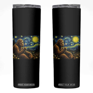 Bigfoot Blowing Dandelion Starry Night Skinny Tumbler Cryptid Mythical Creature National Park Monster Gift TS14 Black Print Your Wear