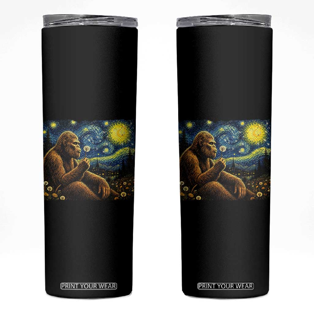 Bigfoot Blowing Dandelion Starry Night Skinny Tumbler Cryptid Mythical Creature National Park Monster Gift TS14 Black Print Your Wear