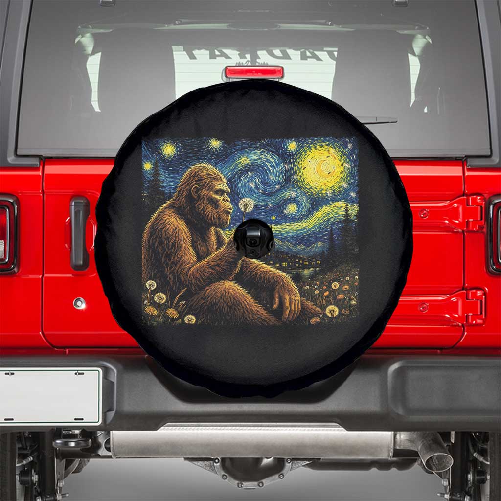 Bigfoot Blowing Dandelion Starry Night Spare Tire Cover Cryptid Mythical Creature National Park Monster Gift TS14 Black Print Your Wear