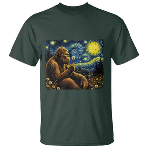 Bigfoot Blowing Dandelion Starry Night T Shirt Cryptid Mythical Creature National Park Monster Gift TS14 Dark Forest Green Print Your Wear