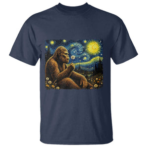 Bigfoot Blowing Dandelion Starry Night T Shirt Cryptid Mythical Creature National Park Monster Gift TS14 Navy Print Your Wear