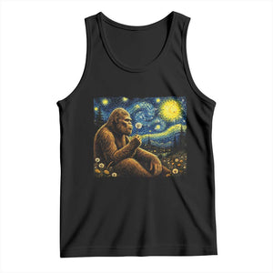 Bigfoot Blowing Dandelion Starry Night Tank Top Cryptid Mythical Creature National Park Monster Gift TS14 Black Print Your Wear