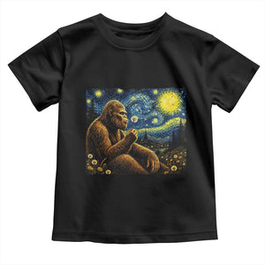 Bigfoot Blowing Dandelion Starry Night Toddler T Shirt Cryptid Mythical Creature National Park Monster Gift TS14 Black Print Your Wear