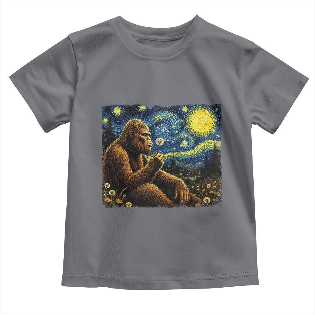 Bigfoot Blowing Dandelion Starry Night Toddler T Shirt Cryptid Mythical Creature National Park Monster Gift TS14 Charcoal Print Your Wear