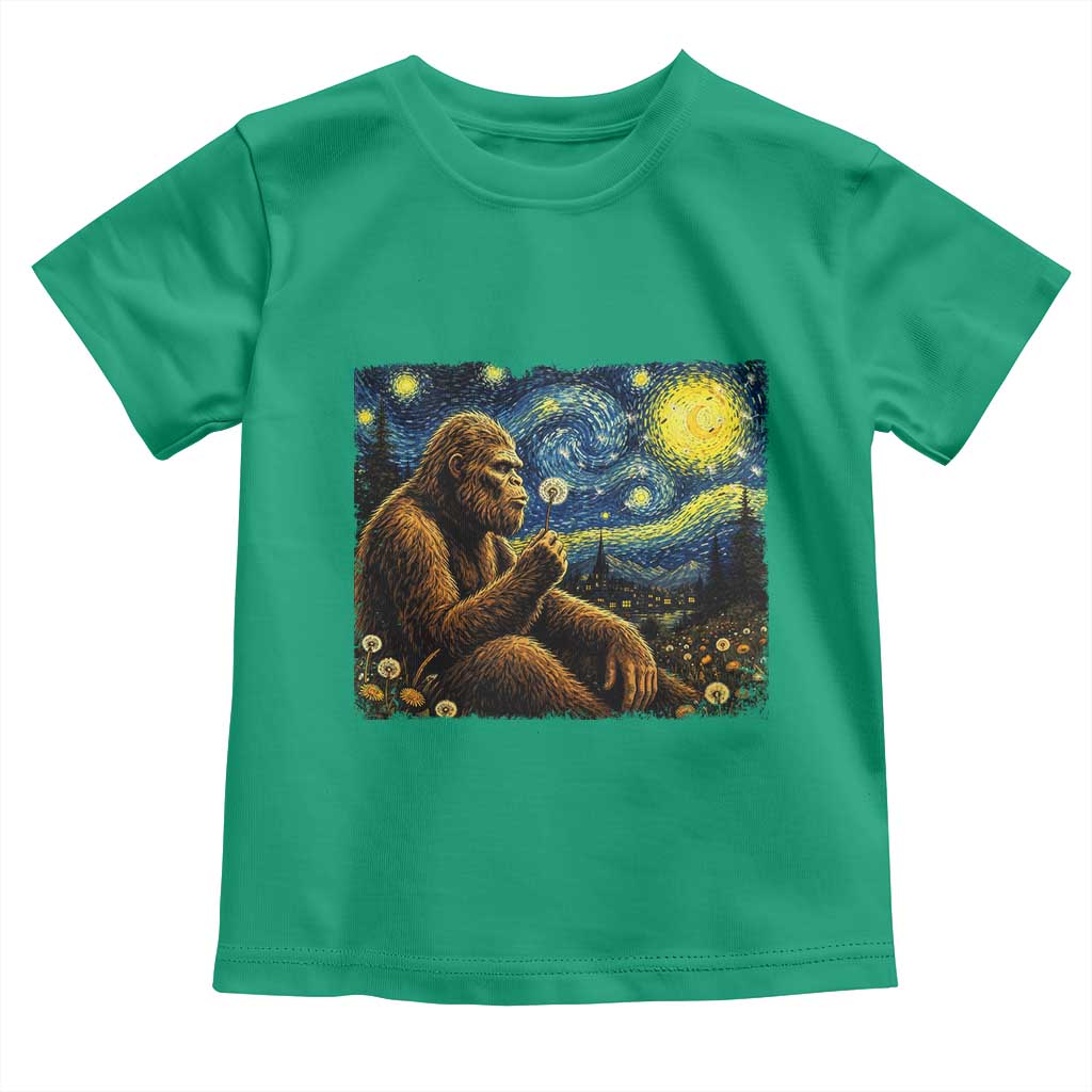 Bigfoot Blowing Dandelion Starry Night Toddler T Shirt Cryptid Mythical Creature National Park Monster Gift TS14 Irish Green Print Your Wear