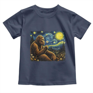Bigfoot Blowing Dandelion Starry Night Toddler T Shirt Cryptid Mythical Creature National Park Monster Gift TS14 Navy Print Your Wear