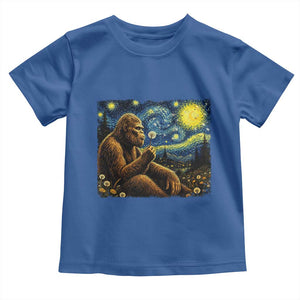 Bigfoot Blowing Dandelion Starry Night Toddler T Shirt Cryptid Mythical Creature National Park Monster Gift TS14 Royal Blue Print Your Wear