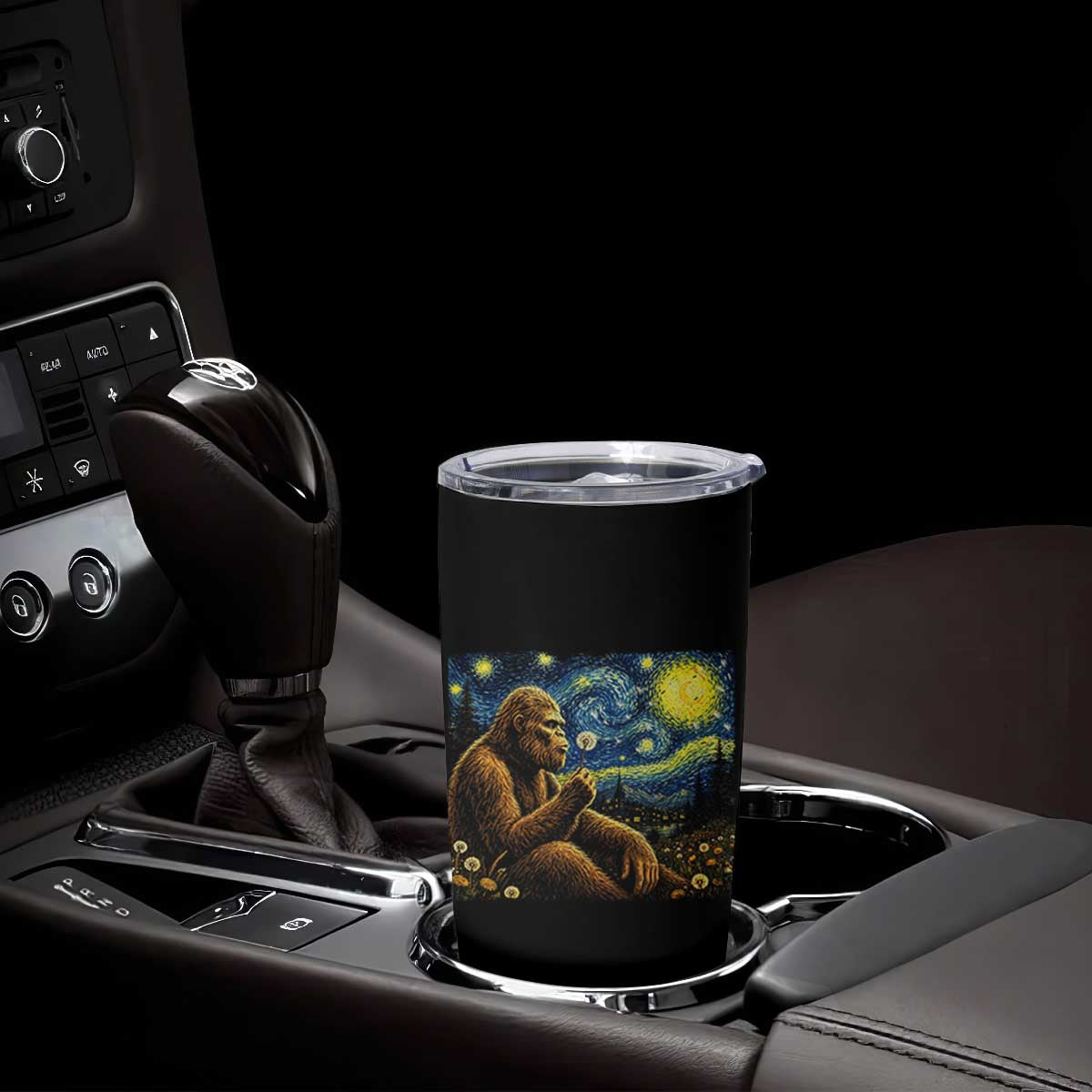 Bigfoot Blowing Dandelion Starry Night Tumbler Cup Cryptid Mythical Creature National Park Monster Gift TS14 Print Your Wear