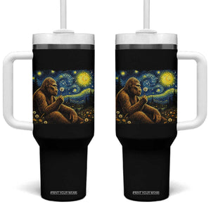Bigfoot Blowing Dandelion Starry Night Tumbler With Handle Cryptid Mythical Creature National Park Monster Gift TS14 One Size: 40 oz Black Print Your Wear