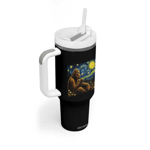 Bigfoot Blowing Dandelion Starry Night Tumbler With Handle Cryptid Mythical Creature National Park Monster Gift TS14 Print Your Wear
