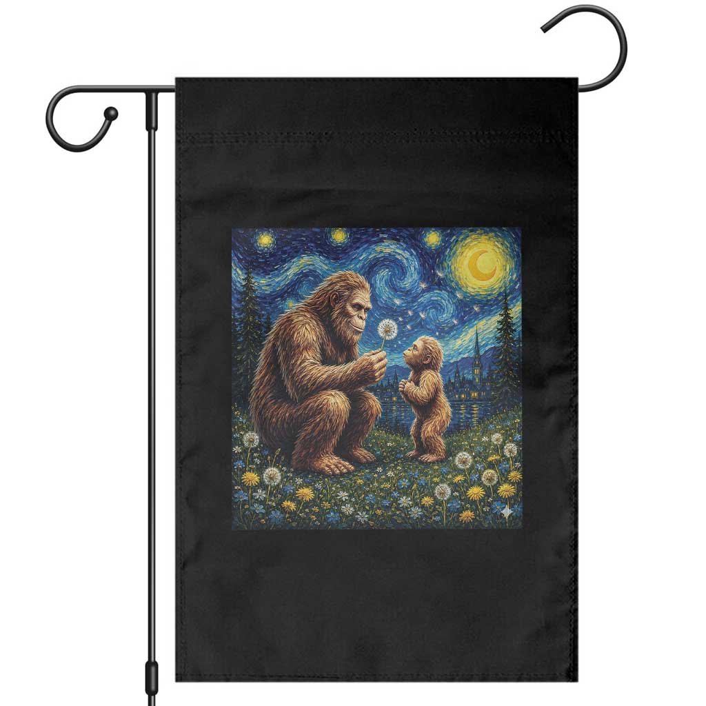 Bigfoot Blowing Dandelion Starry Night Garden Flag Sasquatch Dad Fathers Day Father Son Matching TS14 Black Print Your Wear