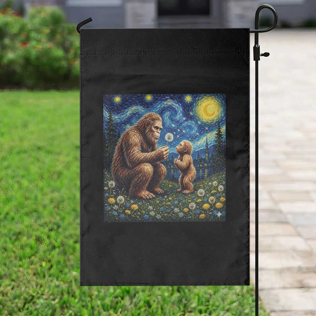Bigfoot Blowing Dandelion Starry Night Garden Flag Sasquatch Dad Fathers Day Father Son Matching TS14 Print Your Wear