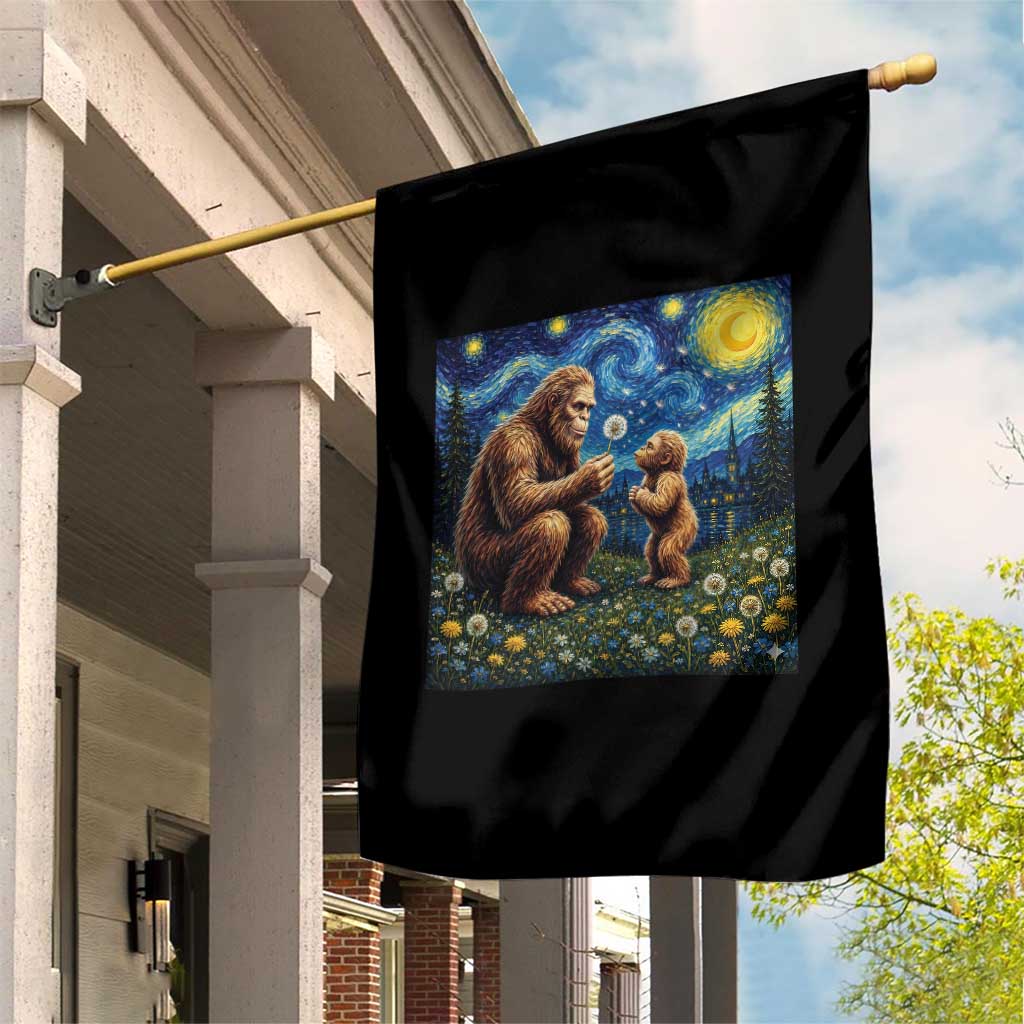 Bigfoot Blowing Dandelion Starry Night Garden Flag Sasquatch Dad Fathers Day Father Son Matching TS14 Print Your Wear