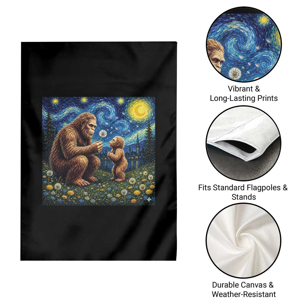 Bigfoot Blowing Dandelion Starry Night Garden Flag Sasquatch Dad Fathers Day Father Son Matching TS14 Print Your Wear