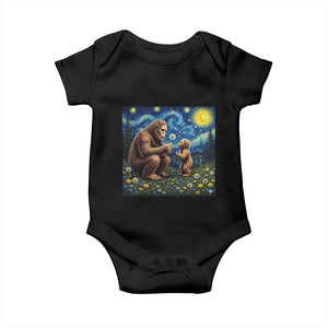 Bigfoot Blowing Dandelion Starry Night Baby Onesie Sasquatch Dad Fathers Day Father Son Matching TS14 Black Print Your Wear