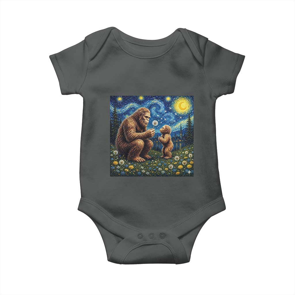 Bigfoot Blowing Dandelion Starry Night Baby Onesie Sasquatch Dad Fathers Day Father Son Matching TS14 Dark Heather Print Your Wear