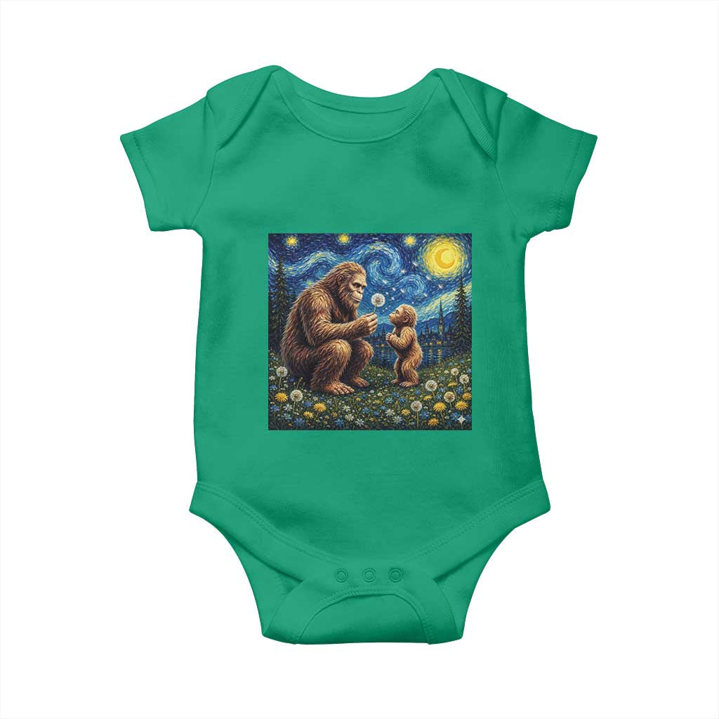 Bigfoot Blowing Dandelion Starry Night Baby Onesie Sasquatch Dad Fathers Day Father Son Matching TS14 Irish Green Print Your Wear