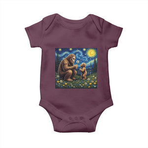 Bigfoot Blowing Dandelion Starry Night Baby Onesie Sasquatch Dad Fathers Day Father Son Matching TS14 Maroon Print Your Wear