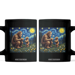 Bigfoot Blowing Dandelion Starry Night Coffee Mug Sasquatch Dad Fathers Day Father Son Matching TS14 Black Print Your Wear