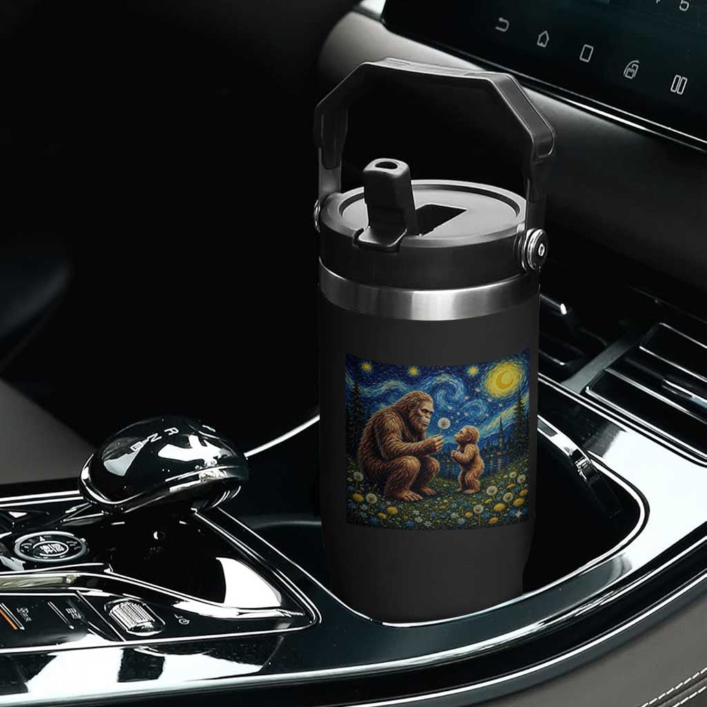 Bigfoot Blowing Dandelion Starry Night Flip Straw Tumbler Sasquatch Dad Fathers Day Father Son Matching TS14 Print Your Wear