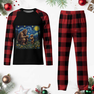 Bigfoot Blowing Dandelion Starry Night Plaid Pajama Set Sasquatch Dad Fathers Day Father Son Matching TS14 Buffalo Plaid Print Your Wear