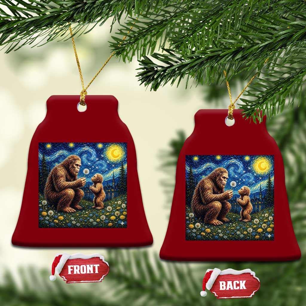 Bigfoot Blowing Dandelion Starry Night Ceramic Ornament Sasquatch Dad Fathers Day Father Son Matching TS14 Print Your Wear