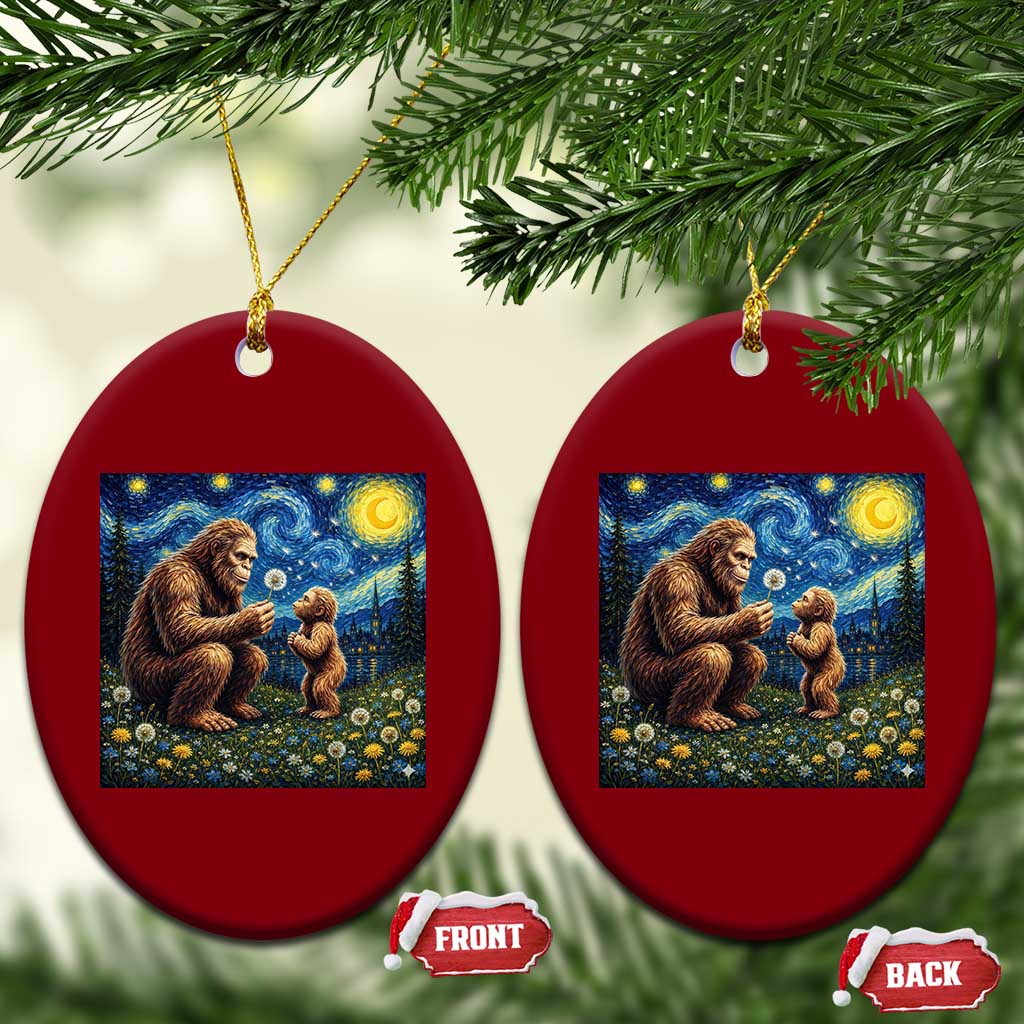 Bigfoot Blowing Dandelion Starry Night Ceramic Ornament Sasquatch Dad Fathers Day Father Son Matching TS14 Print Your Wear