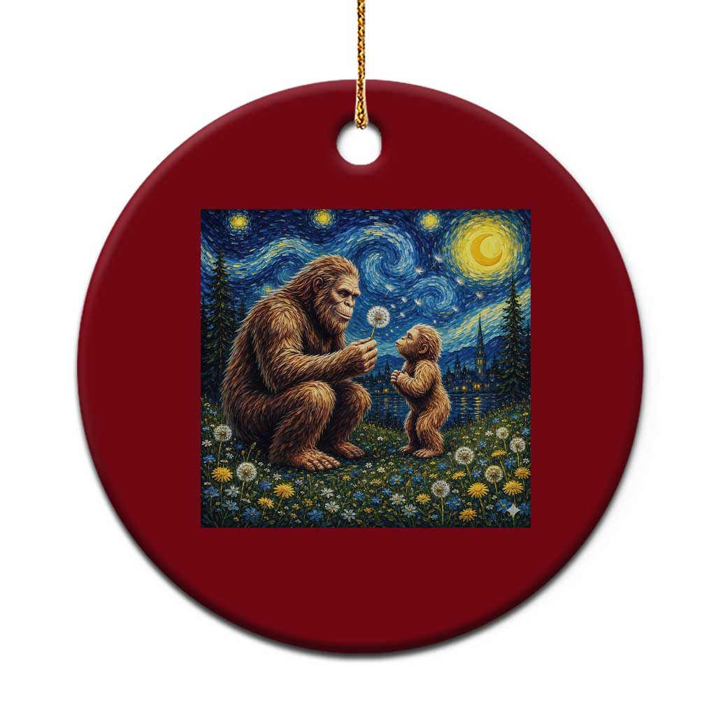 Bigfoot Blowing Dandelion Starry Night Ceramic Ornament Sasquatch Dad Fathers Day Father Son Matching TS14 1pc Red Print Your Wear
