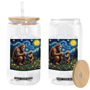 Bigfoot Blowing Dandelion Starry Night Glass Can Sasquatch Dad Fathers Day Father Son Matching TS14 Print Your Wear