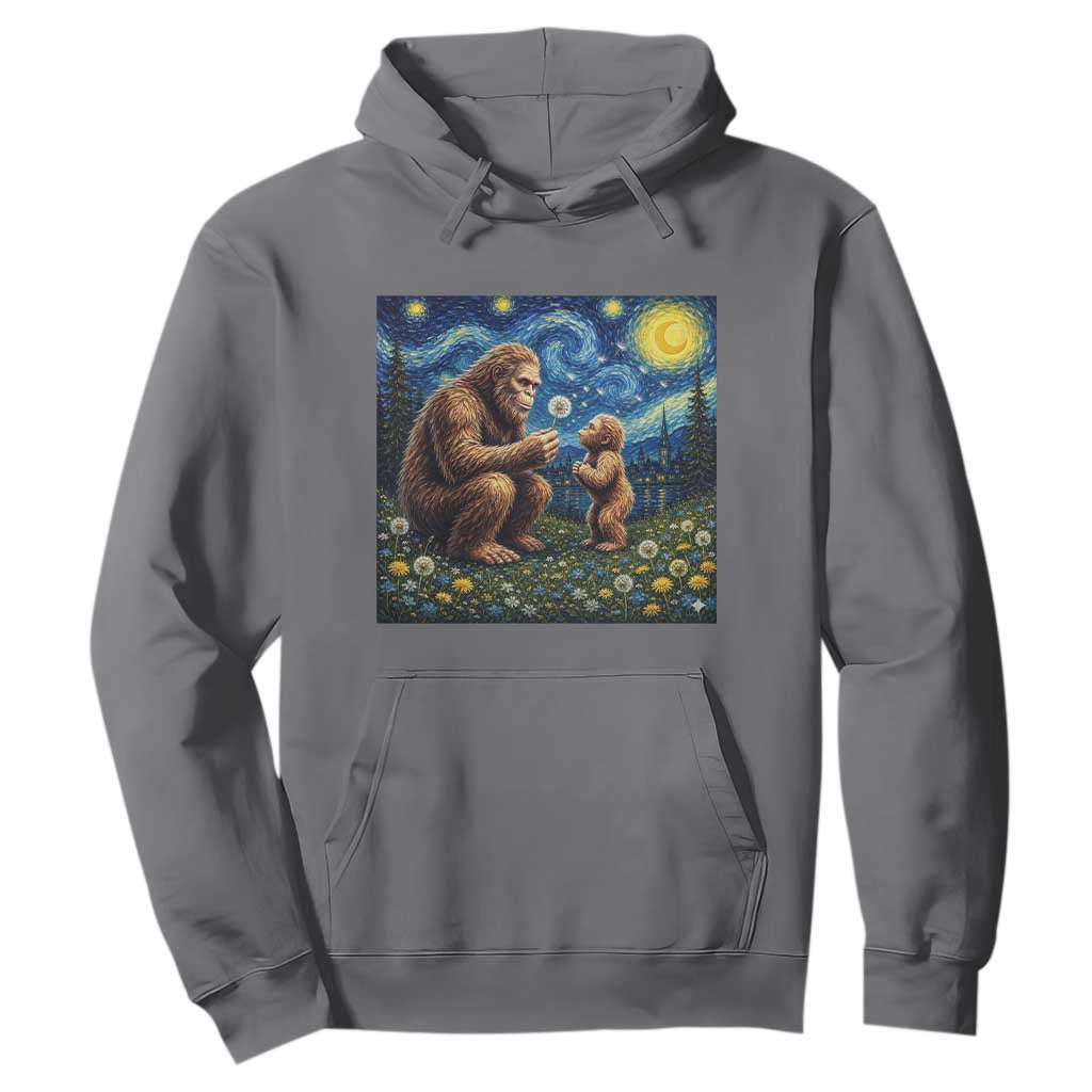Bigfoot Blowing Dandelion Starry Night Hoodie Sasquatch Dad Fathers Day Father Son Matching TS14 Charcoal Print Your Wear