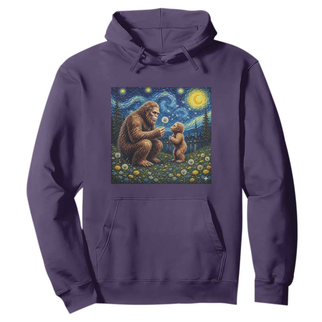 Bigfoot Blowing Dandelion Starry Night Hoodie Sasquatch Dad Fathers Day Father Son Matching TS14 Purple Print Your Wear
