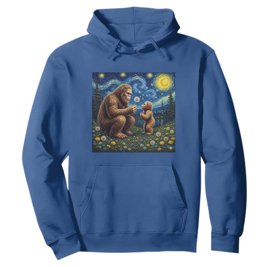 Bigfoot Blowing Dandelion Starry Night Hoodie Sasquatch Dad Fathers Day Father Son Matching TS14 Royal Blue Print Your Wear