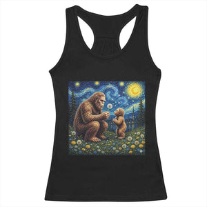 Bigfoot Blowing Dandelion Starry Night Racerback Tank Top Sasquatch Dad Fathers Day Father Son Matching TS14 Black Print Your Wear