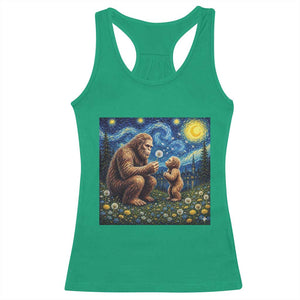Bigfoot Blowing Dandelion Starry Night Racerback Tank Top Sasquatch Dad Fathers Day Father Son Matching TS14 Irish Green Print Your Wear